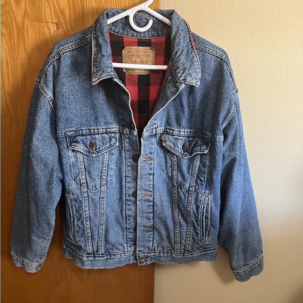 Vintage Levi’s 70417 Type III Trucker Jacket Buffalo Plaid Liner USA Medium - Picture 2 of 15